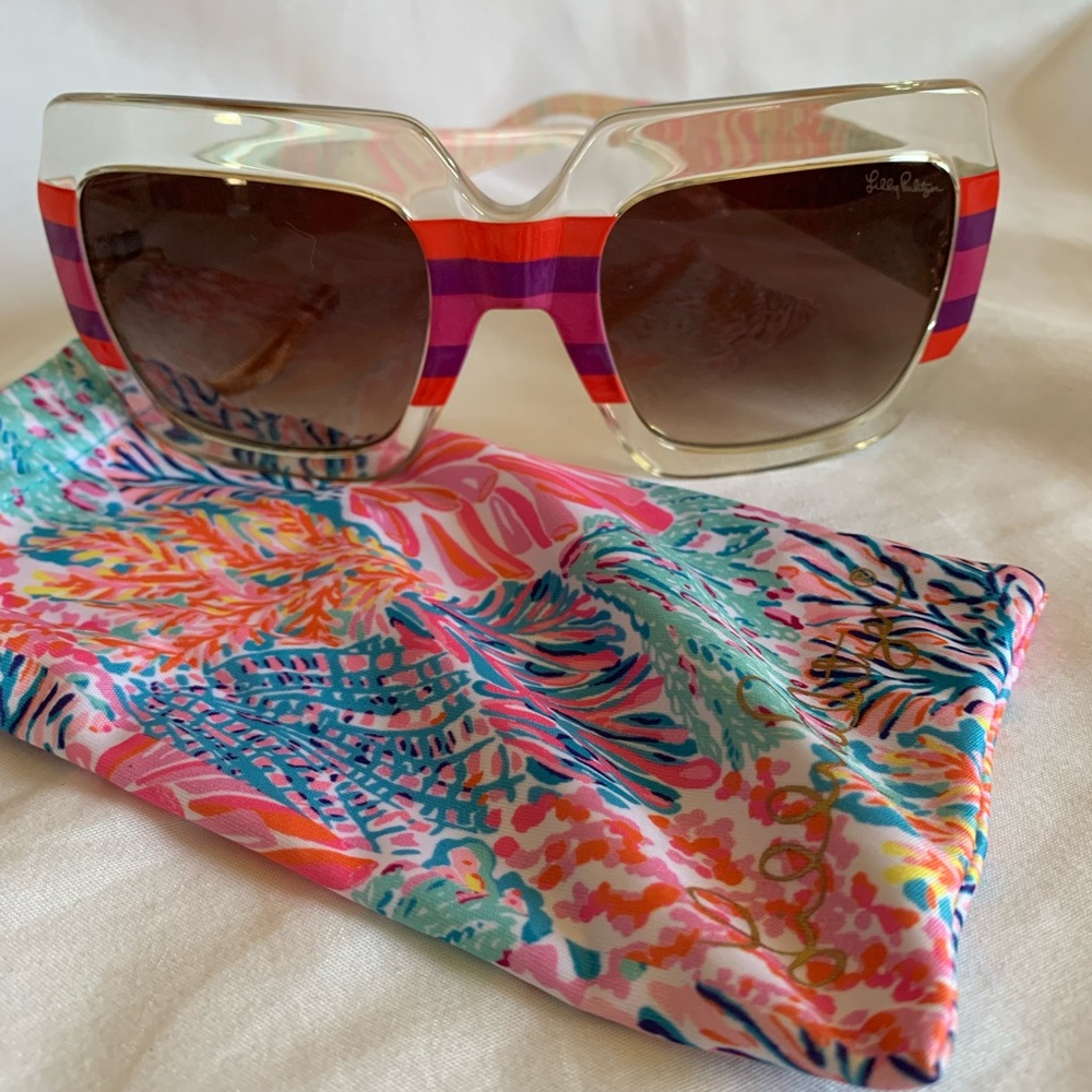 Lilly Pulitzer Bold Striped Sunglasses - Pink and Orange